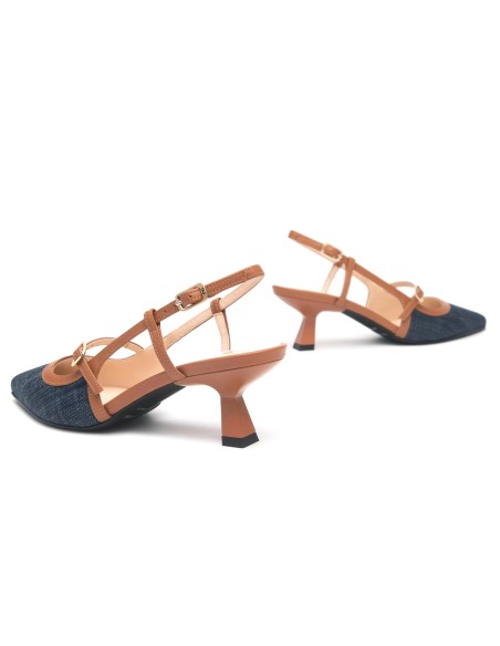 Nero Giardini slingback in tessuto e pelle